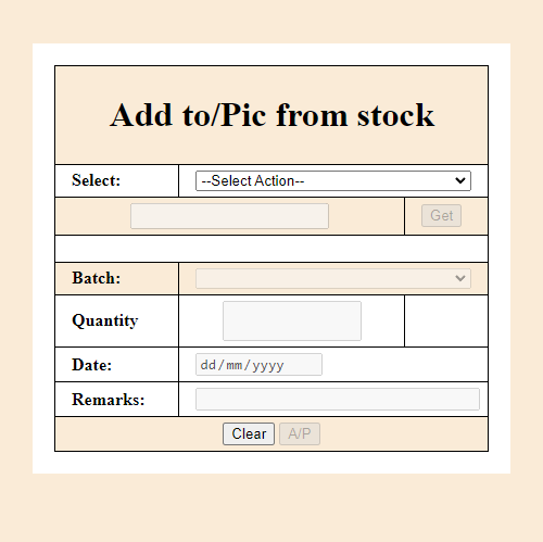 Inventory Web - AddPick Form